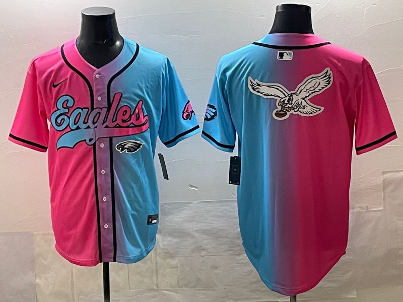 Men 2025 Philadelphia Eagles Blank Blue pink Nike Limited NFL Jersey style 020->philadelphia eagles->NFL Jersey